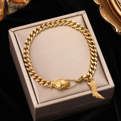 316L Stainless Steel Chain Thick Bracelet for Women